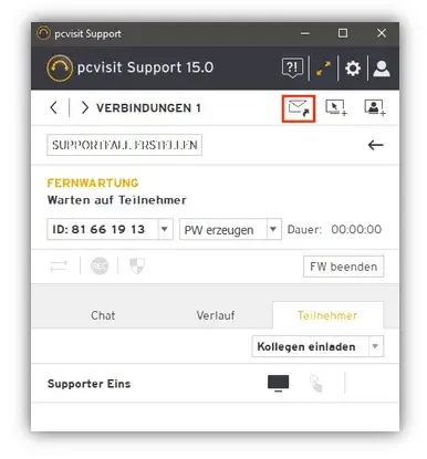 Verbindungsübersicht der pcvisit-Fernwartungssoftware